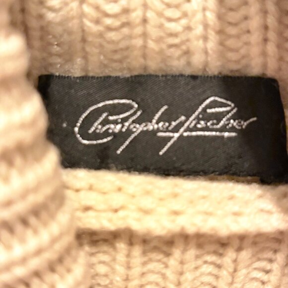 Christopher Fischer 100% Cashmere Cream Cable Knit Turtleneck Sweater Women's S - Picture 5 of 5